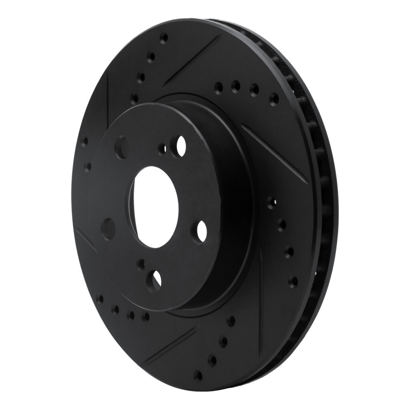 Toyota Prius Brake Rotor (1) - Front Left - R1 Concepts - Drilled & Slotted - Black - `04-`09